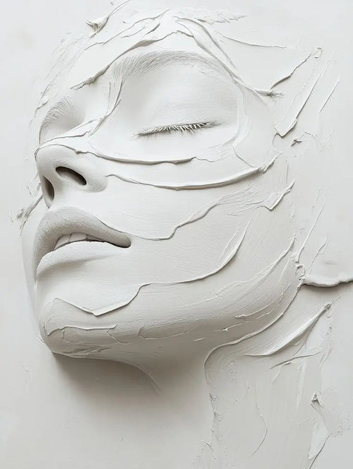 White Painted Female Face Canvas Wall Art Print