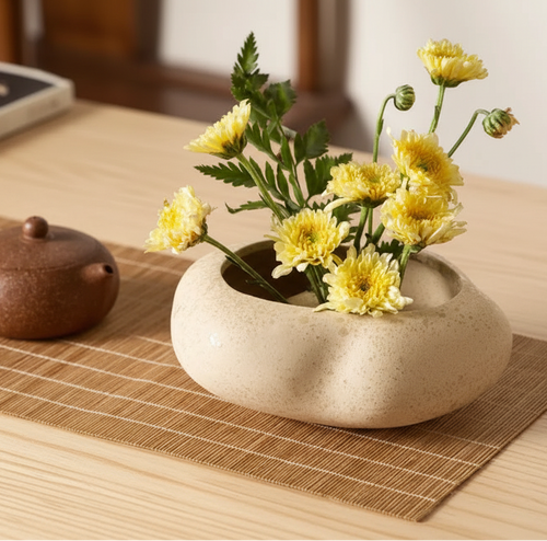 Japandi Lotus ceramic seedpod planter set by The Finishing Touch Decor, featuring minimalist design and neutral tones.