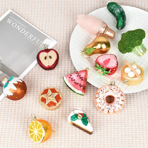 Painted Assortment of Food-Shaped Tree Ornaments