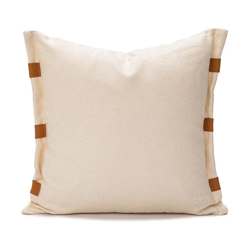 Diphylleia Italian Minimalist Designer Whip Stich Pillow Case Modern Luxe Khaki Cream Blocks Patchwork Suede Cushion Cover 45X45