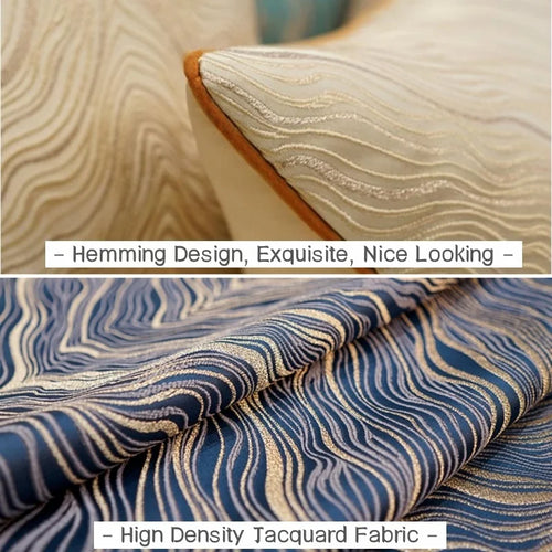 Jacquard Embroidered Gold Wave Throw Pillow Covers - The Finishing Touch Decor