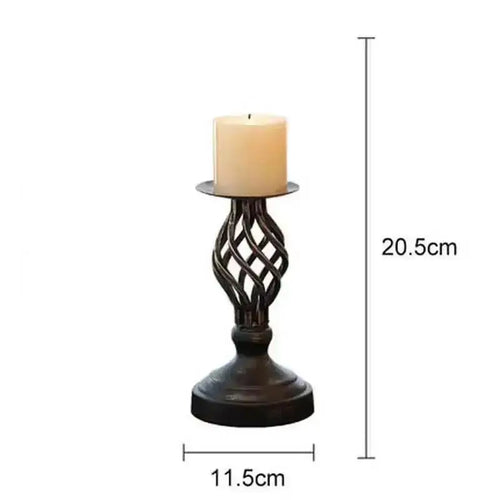 Intricate Iron Pillar Candle Holder