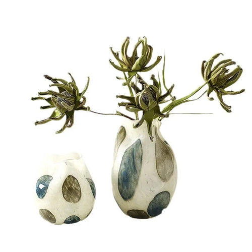 Retro Blue & Green Glass Bubble Vases