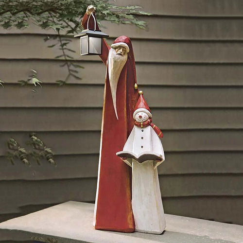 Santa & Snowman Figurine Indoor/Outdoor Statue