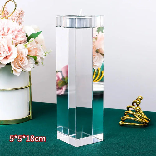 Crystal Clear Solid Glass Romantic Square Cube Candle Holder - 1 or 3pcs - The Finishing Touch Decor