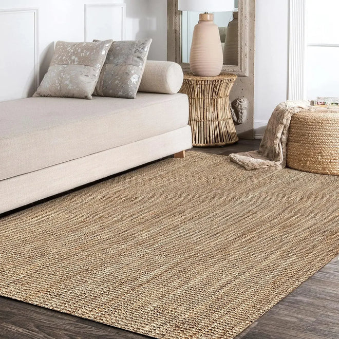 Hand-Woven Chunky Braided Natural Jute 8 x 10 ft