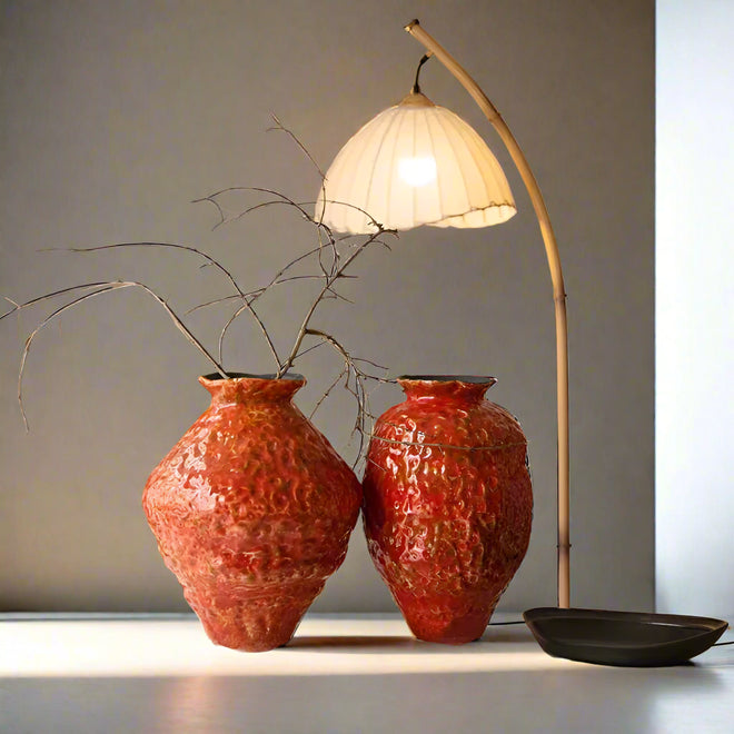 Wabi Sabi Retro Jingdezhen Ceramic Vase Dual Use Flower Vase for Fresh or Dried Flowers Zen Tabletop Decor Chunky Pot