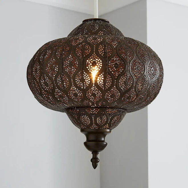 Iron Moroccan Mandela Pattern Pendant Shade Light - The Finishing Touch Decor
