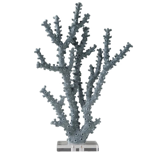 Light Blue Resin Coral Table Sculpture