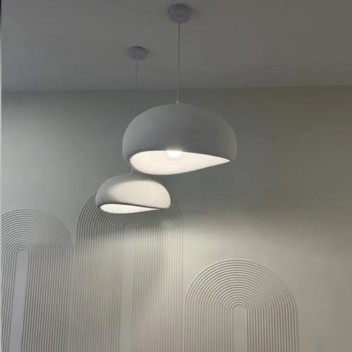 Nordic Dining Room chandelier wabi-sabi E27 oval cap suspension pendant led bedroom living room white home decoration lamp