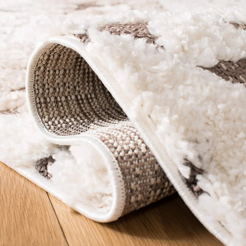 Moroccan Shag Ivory & Brown Thick Boho Tasseled Area Rug - The Finishing Touch Decor