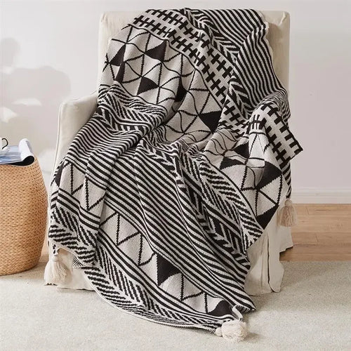 Soft Ethnic Striped Bohemian Throw Blanket