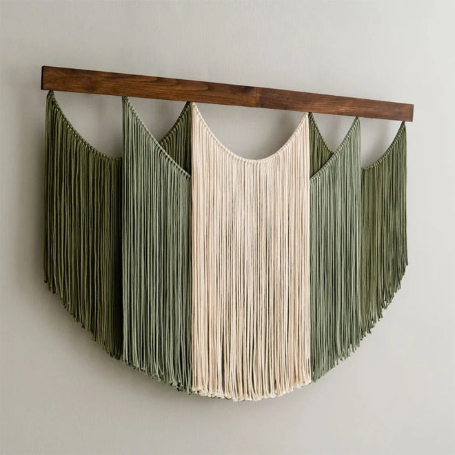 Hanging Yarn-Draped Handmade Wall Art Tapestry