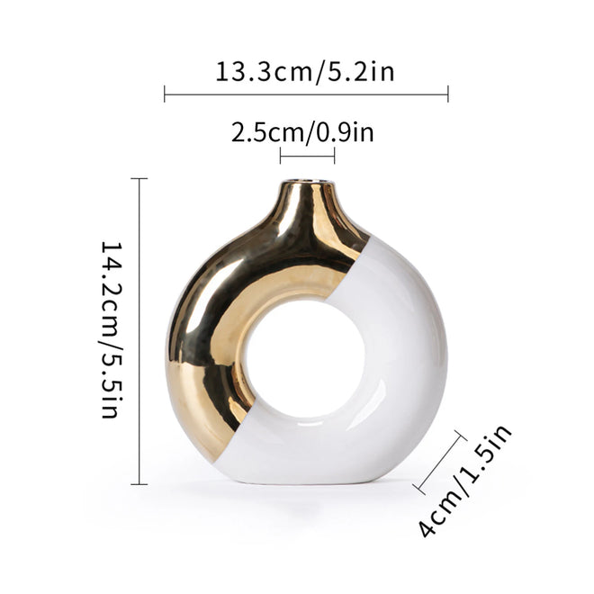 Gold Accent Ceramic Donut Vase - The Finishing Touch Decor