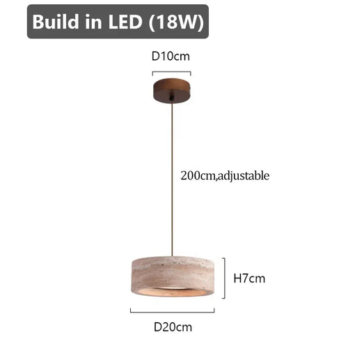 Modern Travertine Pendant Lights Natural Yellow Stone LED Hanging Lamps Indoor Decor Lighting Bedroom Dining Room Bar Study