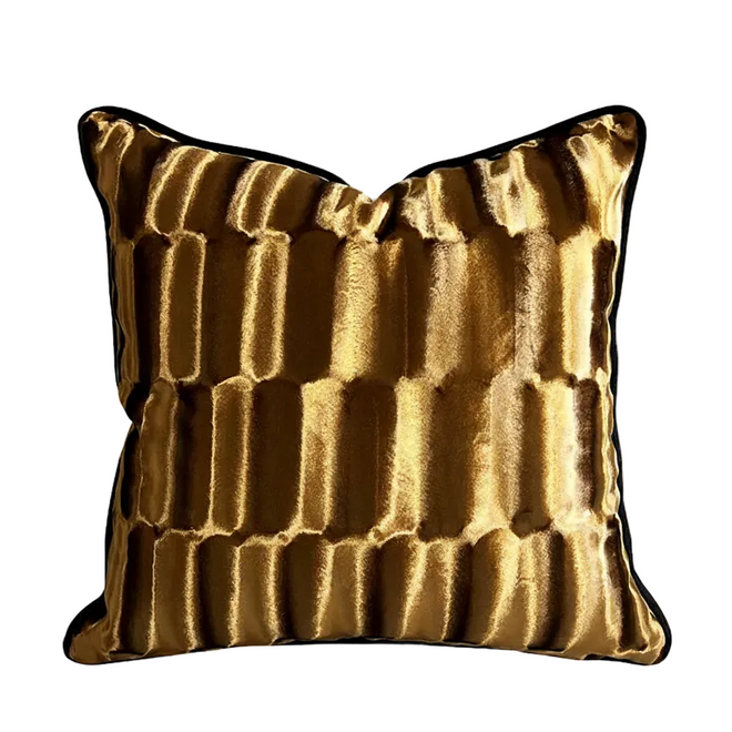 Luxury Gold-Toned Velvet Ripple Throw Pillow Cover