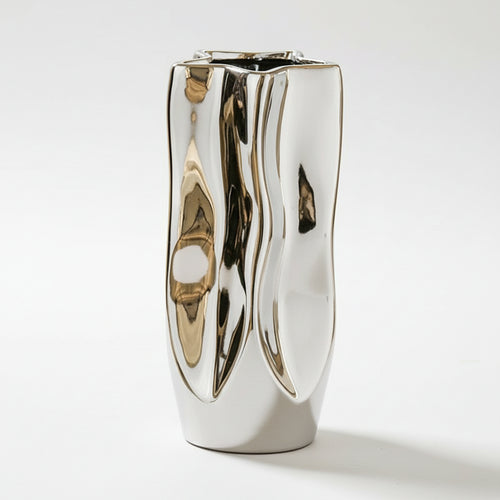 Luxury Electroplated Silver Ceramic Vase