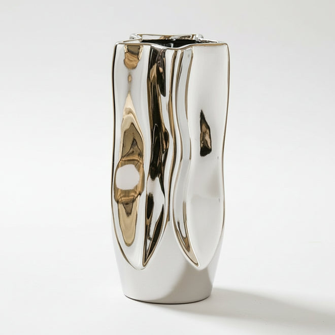 Luxury Electroplated Silver Ceramic Vase
