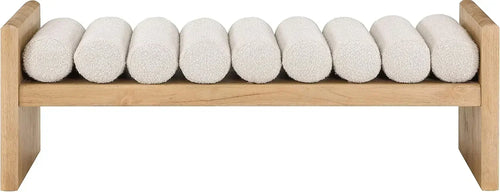 Cream Bench with Solid Wood Rich Natural Finish