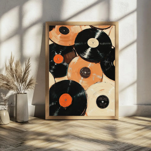 Retro Vinyl Record Pile Canvas Print Wall Art - The Finishing Touch Decor