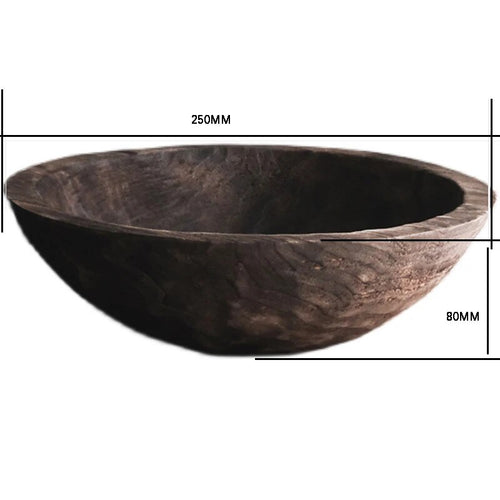 Dark Aged Tung Wood Nordic Large Disc Bowl - The Finishing Touch Decor