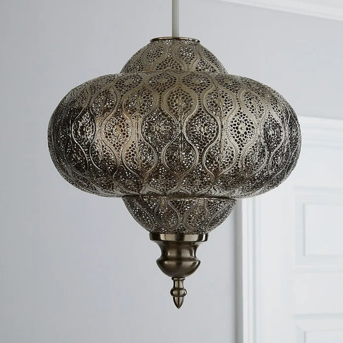 Iron Moroccan Mandela Pattern Pendant Shade Light - The Finishing Touch Decor