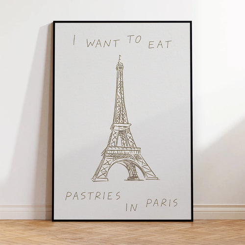 Modern Sketch Eiffel Tower Canvas Wall Art Print