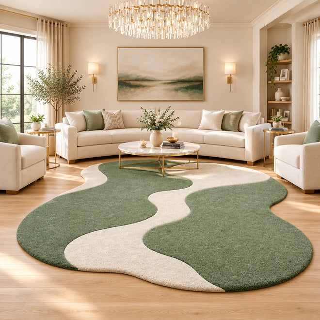 Irregular Wave New Zealand Wool Area Rug