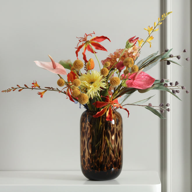 Amber Tortoise Shell Print Glass Vase