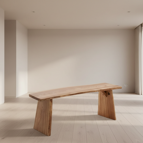 Long Elm Wood Raw Edge Rustic Bench