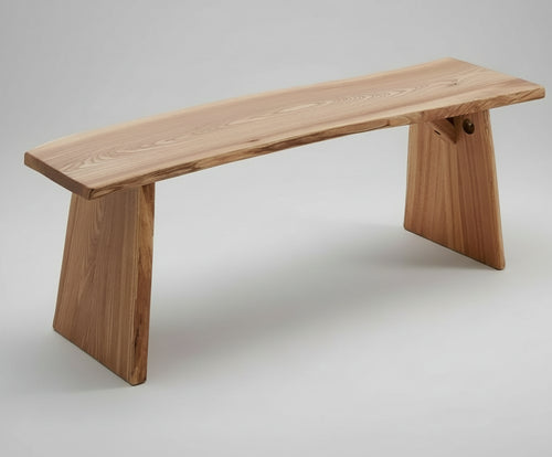 Long Elm Wood Raw Edge Rustic Bench