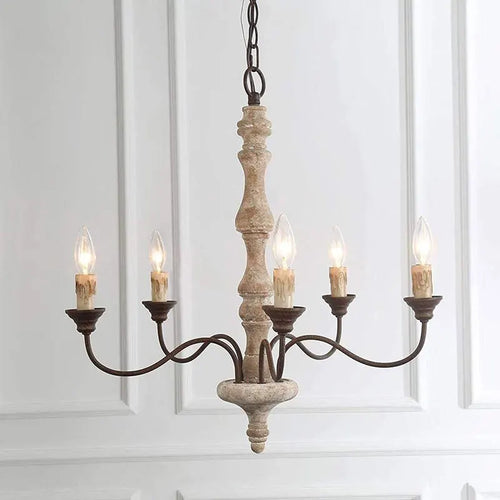 Creative American Retro French Wood Chandelier Restaurant Homestay Bedroom Lamp Nordic Home Living Room Kitchen Pendant Lamp