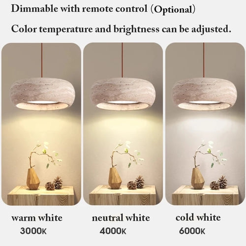 Modern Travertine Pendant Lights Natural Yellow Stone LED Hanging Lamps Indoor Decor Lighting Bedroom Dining Room Bar Study