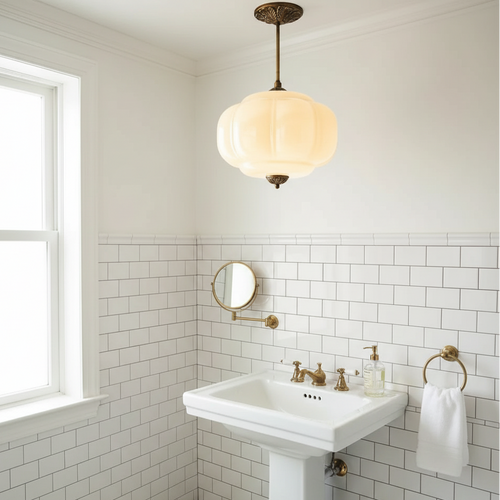 French Retro Glass Pendant Chandelier Lamp