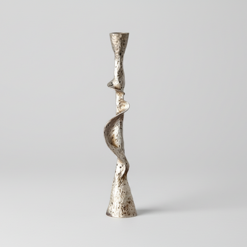 Freeform Aged Silver Resin Candle Holder