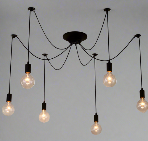 Large Spider Mount Black Pendant Industrial Chandelier