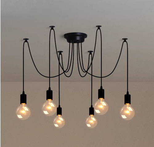 Large Spider Mount Black Pendant Industrial Chandelier