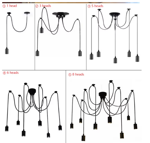 Large Spider Mount Black Pendant Industrial Chandelier