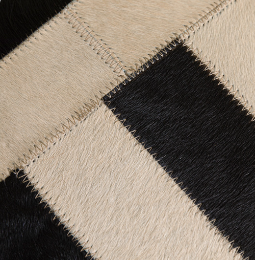 Patchwork Cowhide Leather Striped Throw Pillow Covers