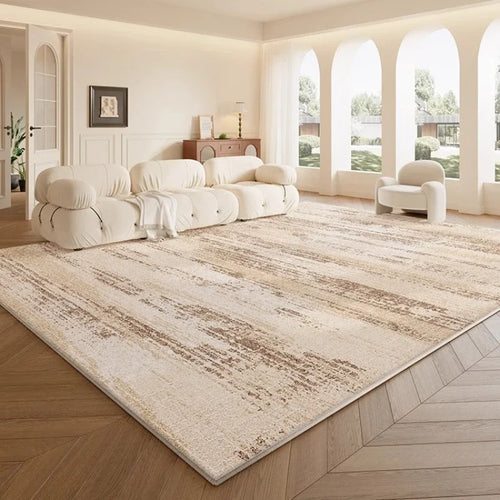 Striped Beige Carpet Comfortable Easy Clean Living Room Carpets Cream Luxurious Decorative Rug French Bedroom Bedside Rugs Tapis