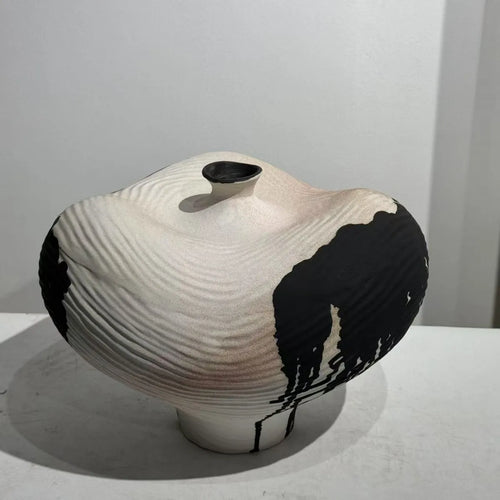 Handmade irregular shape ink drip decorative vase by The Finishing Touch Decor, showcasing a unique artistic design.