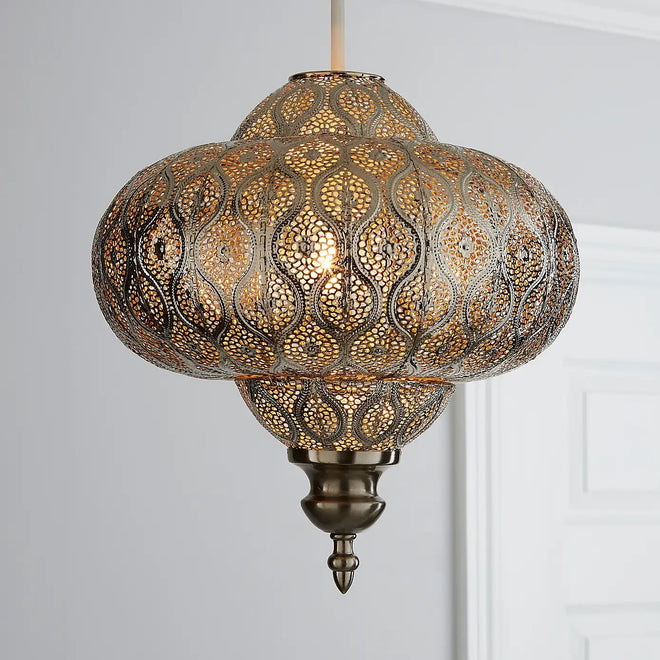Iron Moroccan Mandela Pattern Pendant Shade Light - The Finishing Touch Decor
