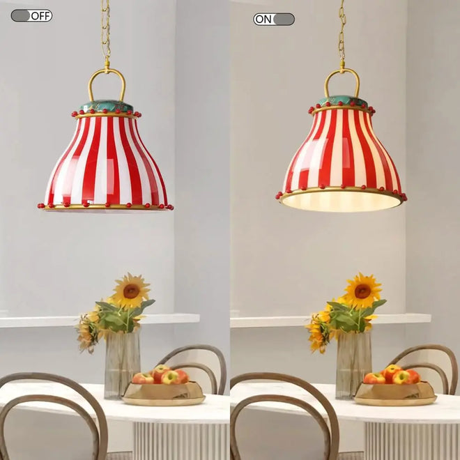 American Circus Striped Glass Pendant Light