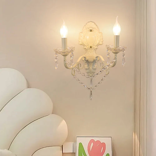 French White Crystal Retro Chandelier and Sconce Lighting - The Finishing Touch Decor