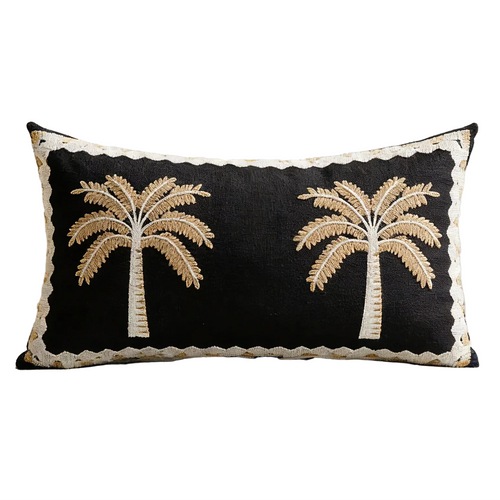 Palm Tree Embroidery Linen Throw Pillow Covers