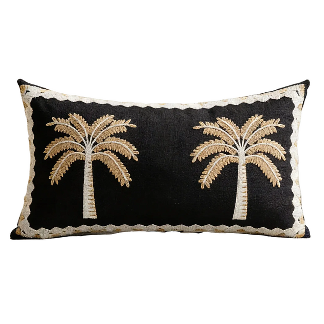 Palm Tree Embroidery Linen Throw Pillow Covers