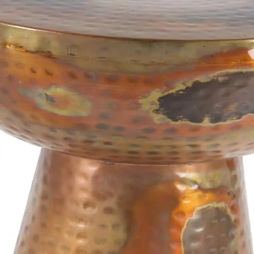 Copper Metal Round Pedestal Accent Side Table - The Finishing Touch Decor