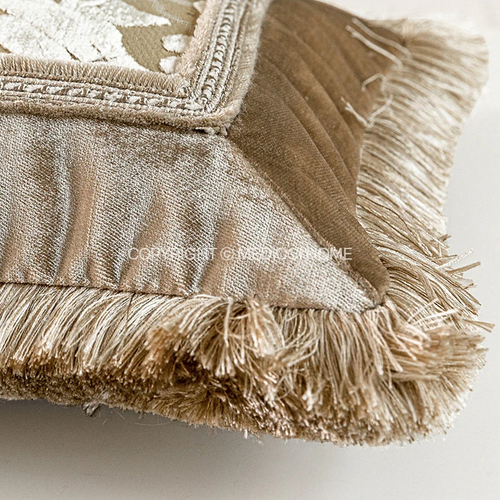 Trellis Cut Velvet Fringed Throw Pillow Covers