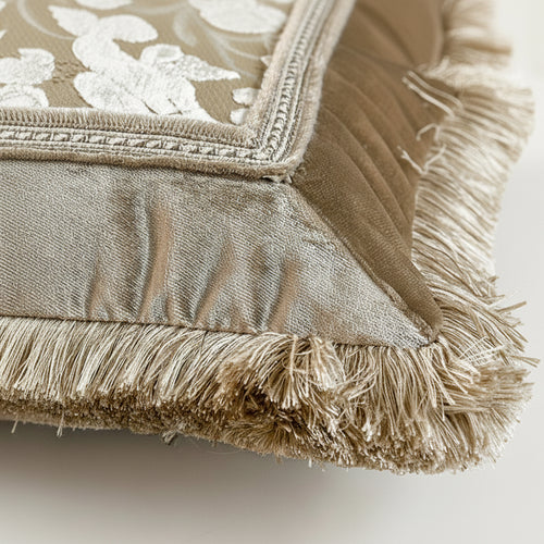 Trellis Cut Velvet Fringed Throw Pillow Covers