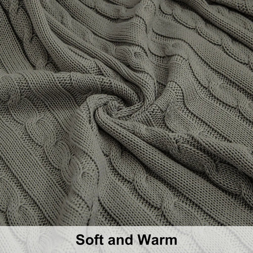 Egyptian 100% Cotton Soft Cable Knit Throw Blanket - The Finishing Touch Decor